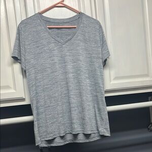 Gray V-Neck Women's Top